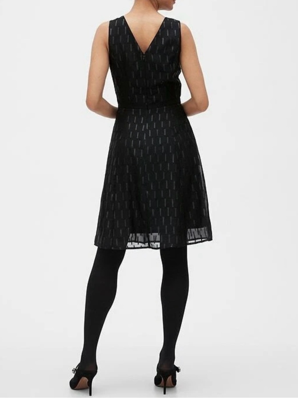 NWT Banana Republic Elegant Metallic Black Chiffon Dress • Size 8 - Picture 2 of 15